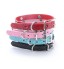 INVET - Pet Small Dogs Bone Buckle Candy Color Pu Leather Collar Blue